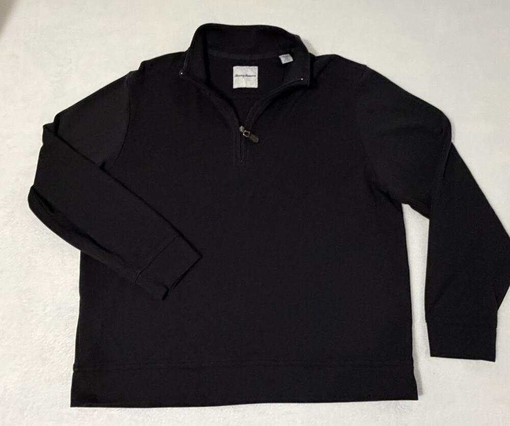 Tommy Bahama Men's Size XL Black Quarter Zip Pullover Black Logo
